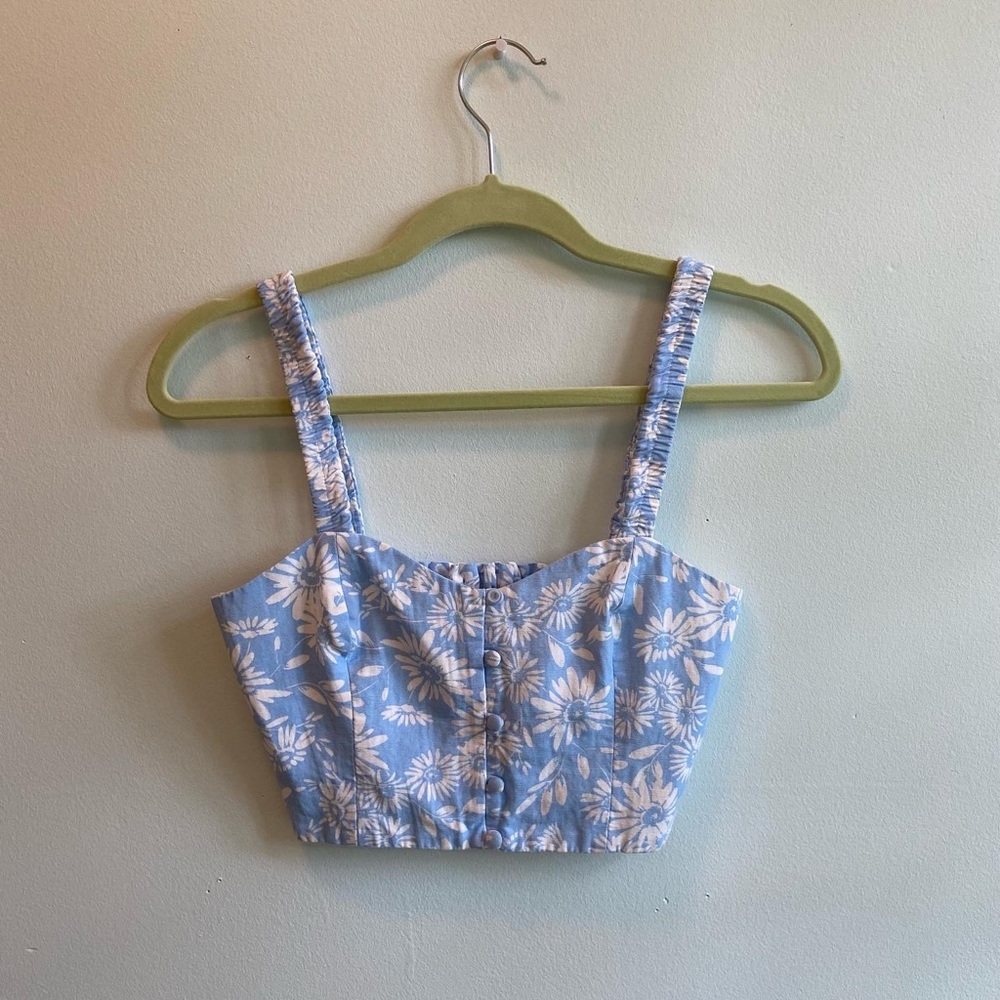 ZARA blue floral crop top